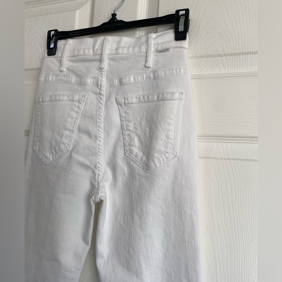 MOTHER The Hustler Ankle Fray In Fairest Of Them All White High Rise Jeans 24 - Picture 9 of 15